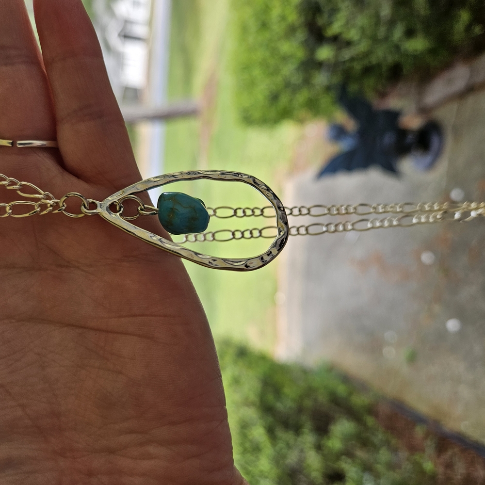 Elegant Silver and Turquoise Pendant Necklace
